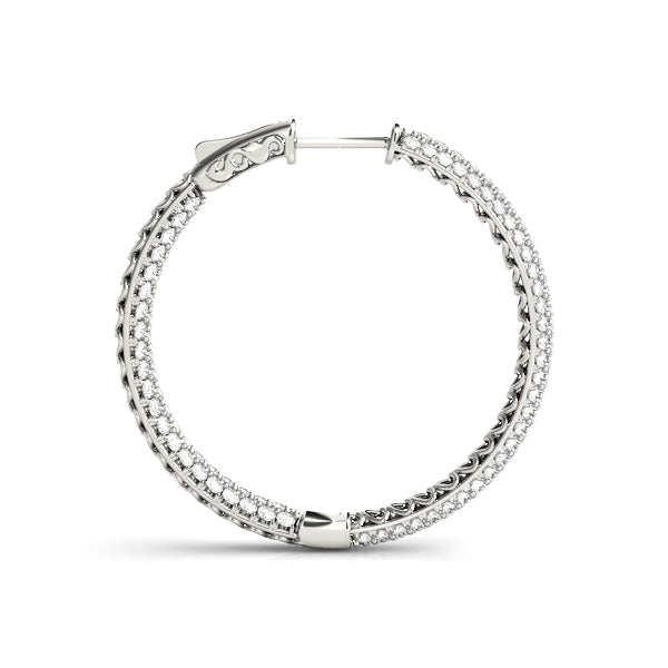 Round 0.8 Inch 3 Row Pave Diamond Hoop · 1.00 ct tw