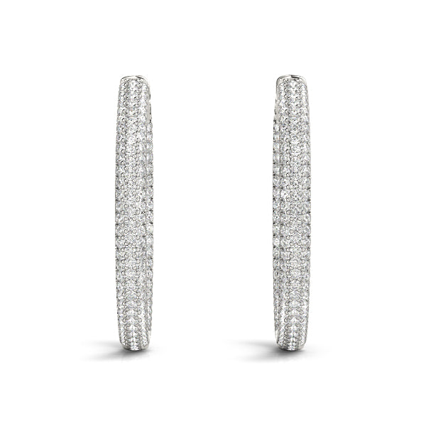 Round 1.5 Inch 3 Row Pave Diamond Hoop · 3.80 ct tw
