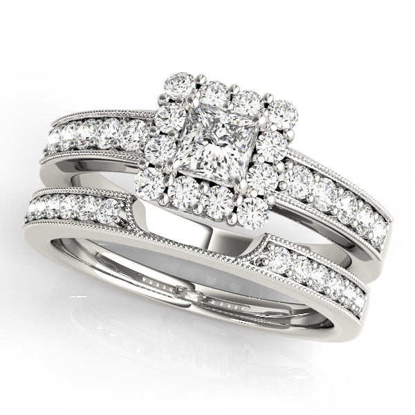Square Halo & Cushion Diamond Engagement Ring · 0.90 ct tw