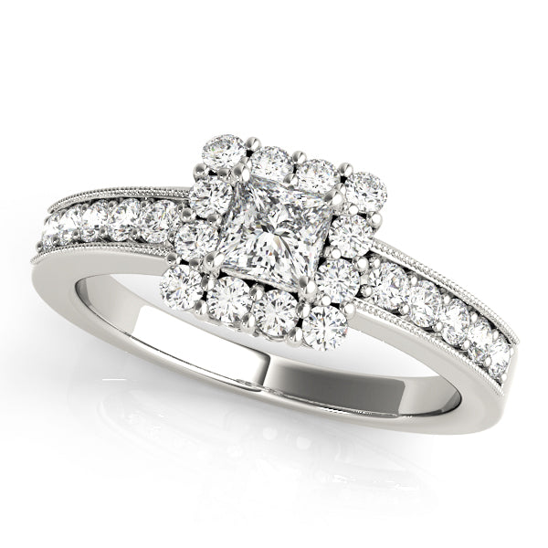 Square Halo & Cushion Diamond Engagement Ring · 0.90 ct tw