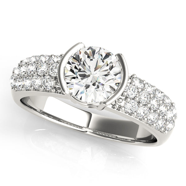Round Pave Diamond Engagement Ring · 1.60 ct tw