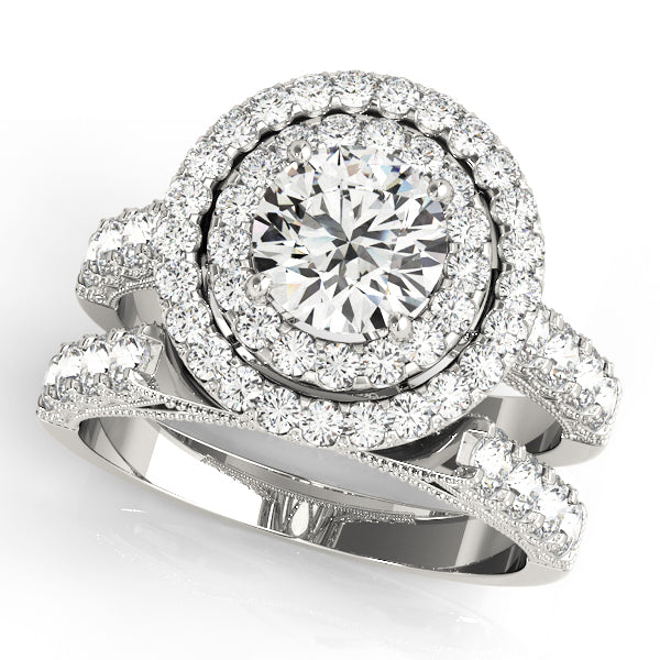 Round Halo Diamond Engagement Ring · 3.09 ct tw