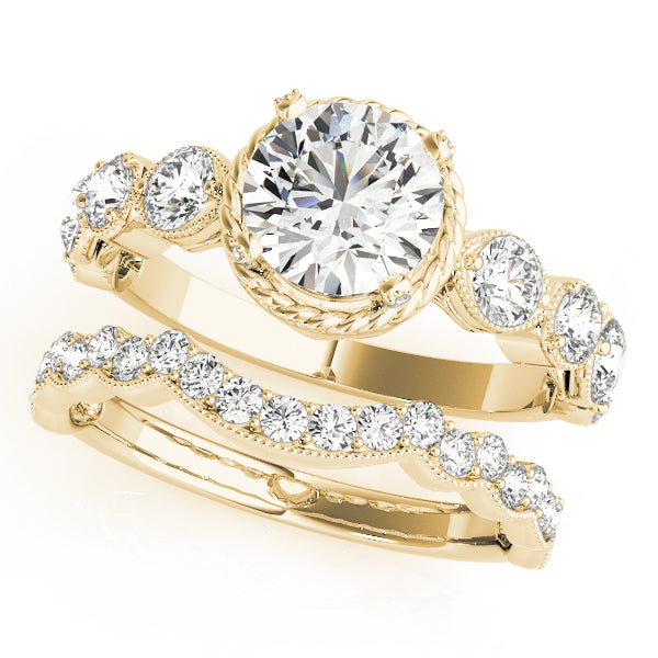 Round Cluster Sides Diamond Engagement Ring · 1.56 ct tw