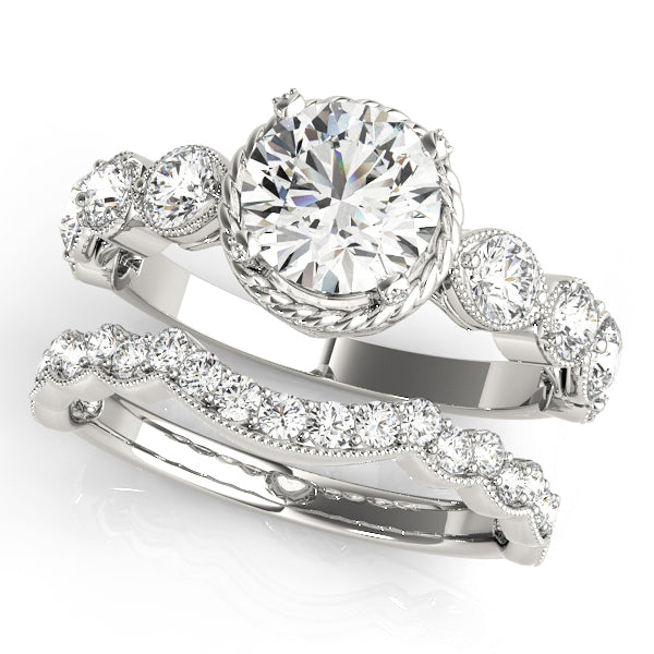 Round Cluster Sides Diamond Engagement Ring · 1.56 ct tw