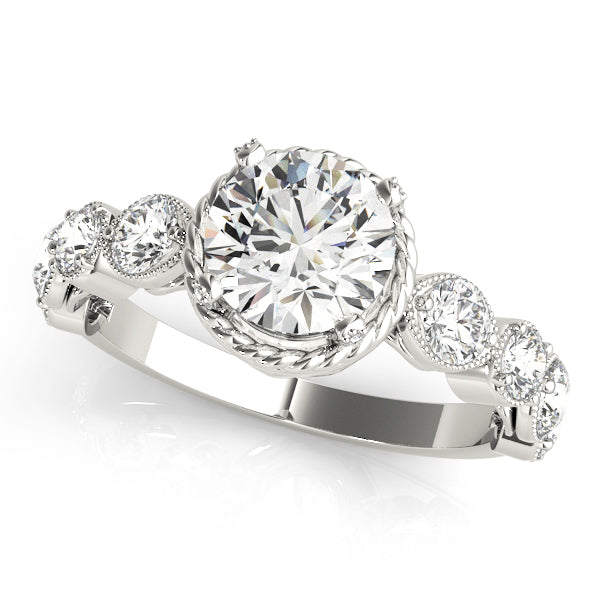 Round Cluster Sides Diamond Engagement Ring · 1.56 ct tw