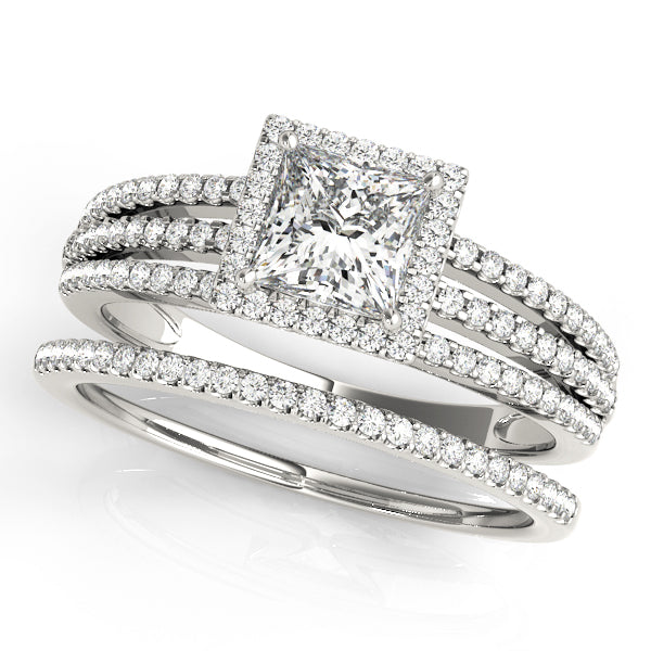 Square Halo & Cushion Diamond Engagement Ring · 0.56 ct tw