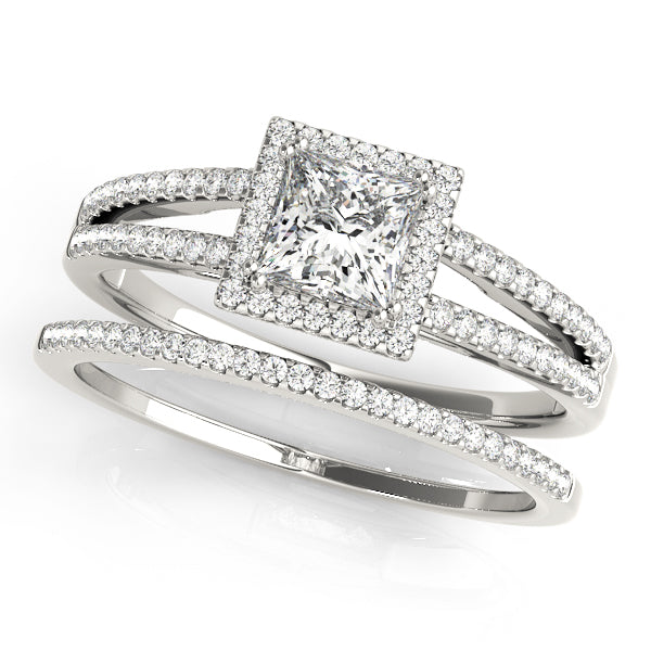 Square Halo & Cushion Diamond Engagement Ring · 0.99 ct tw