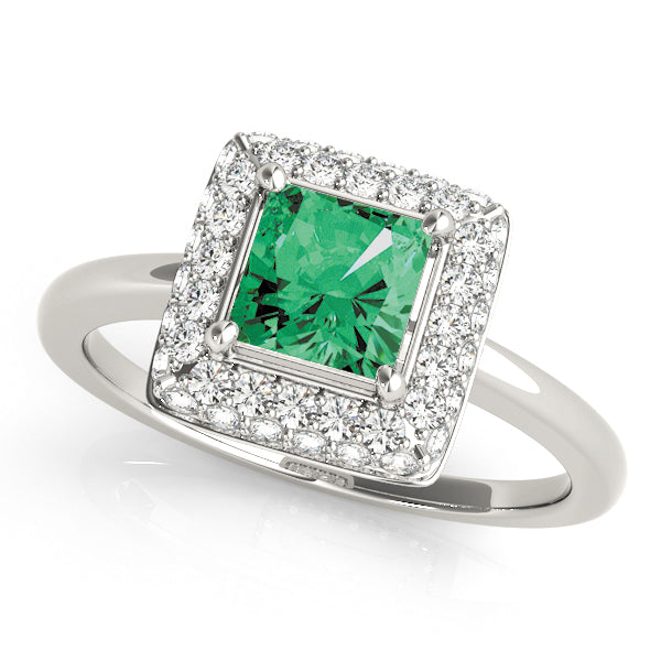 Square Halo & Cushion Diamond Engagement Ring · 0.72 ct tw