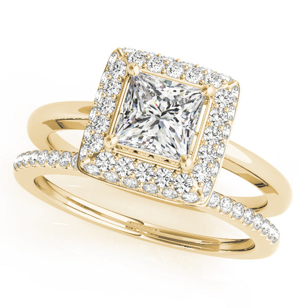Square Halo & Cushion Diamond Engagement Ring · 0.49 ct tw