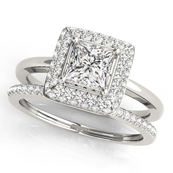 Square Halo & Cushion Diamond Engagement Ring · 0.49 ct tw