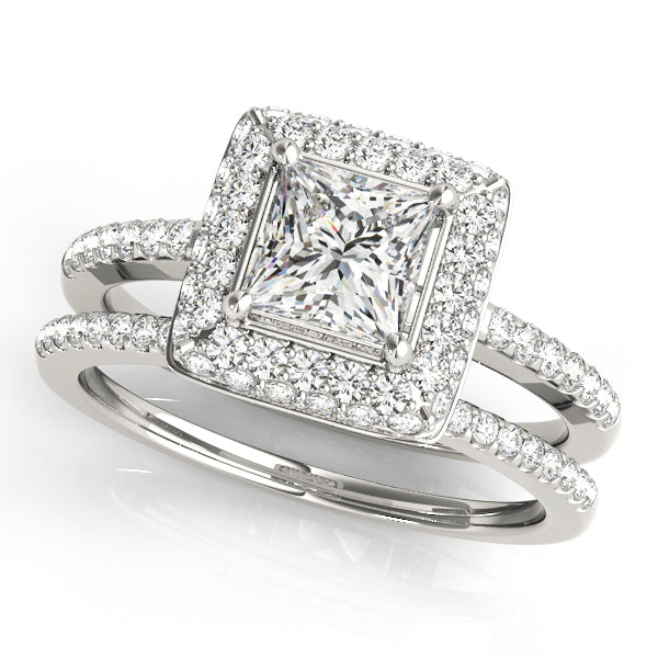 Square Halo & Cushion Diamond Engagement Ring · 1.19 ct tw