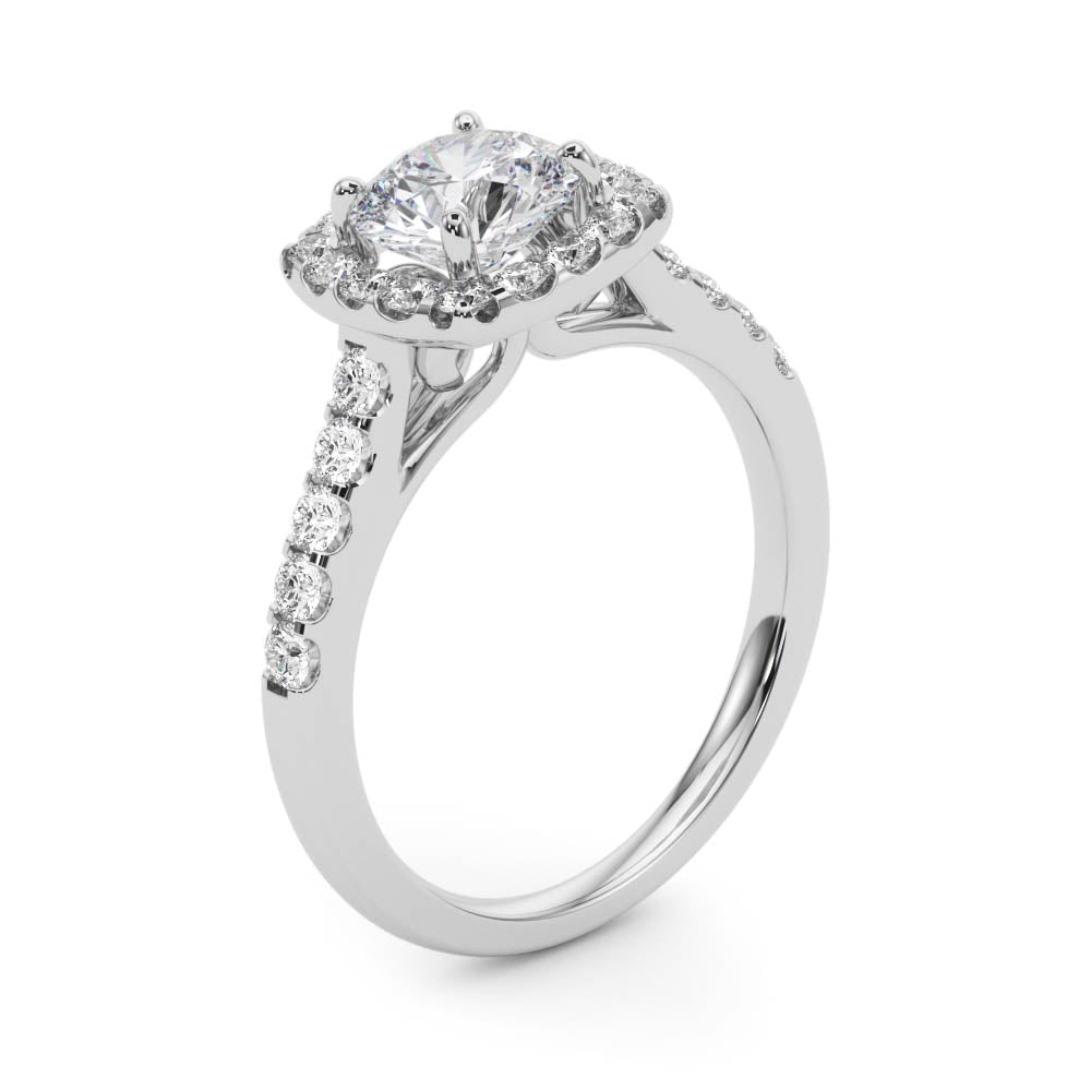 Round Cushion Halo Diamond Engagement Ring · 3.65 ct tw