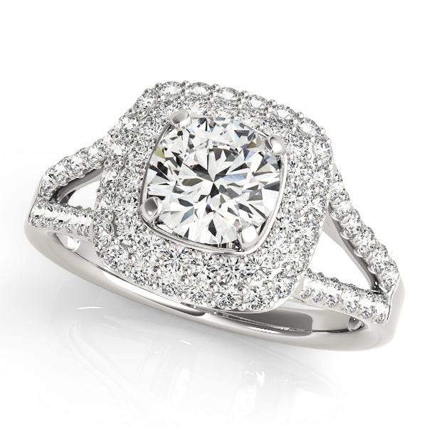 Round Cushion Halo Center Diamond Engagement Ring · 0.75 ct tw