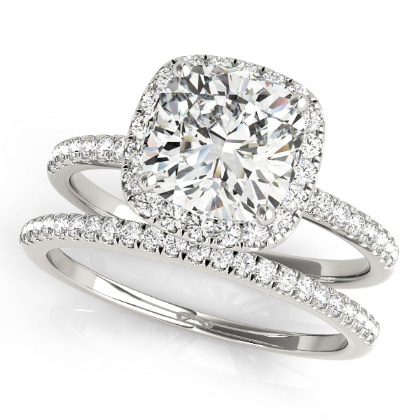 Cushion Halo Square Diamond Engagement Ring · 0.70 ct tw