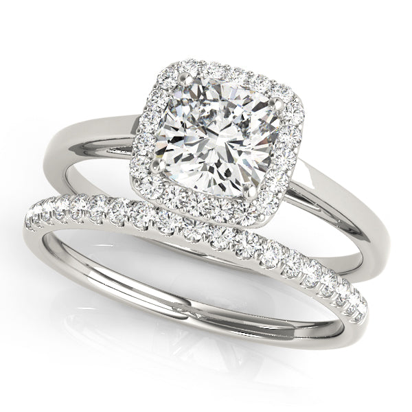 Cushion Halo Square Diamond Engagement Ring · 1.12 ct tw