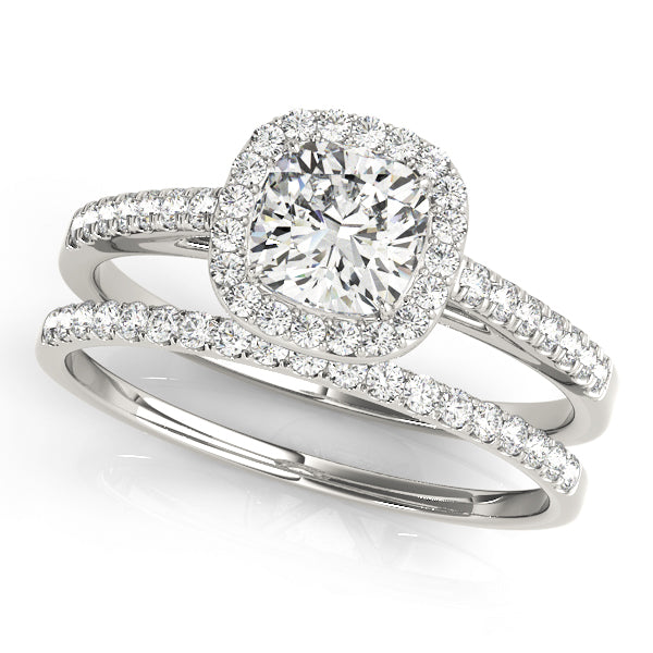 Cushion Halo Square Diamond Engagement Ring · 0.93 ct tw