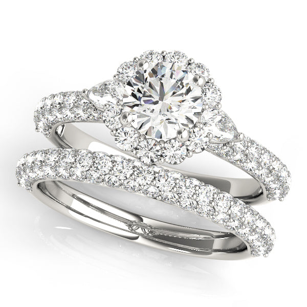 Round Pave Mult Row Diamond Engagement Ring · 1.74 ct tw
