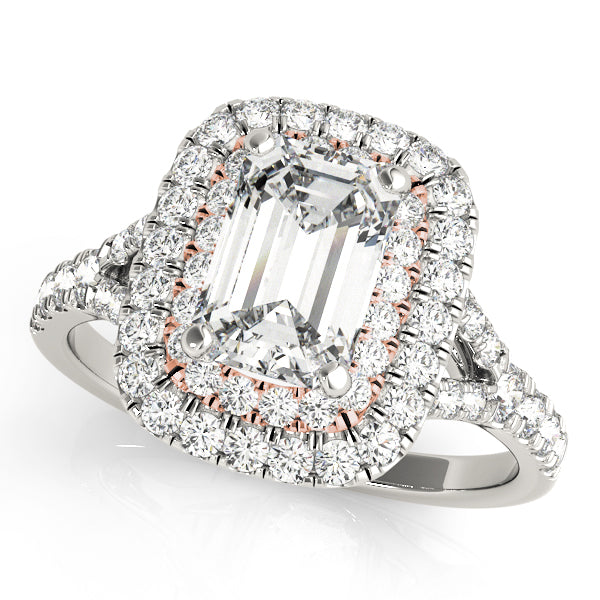 Emerald Cut Halo Diamond Engagement Ring · 1.06 ct tw