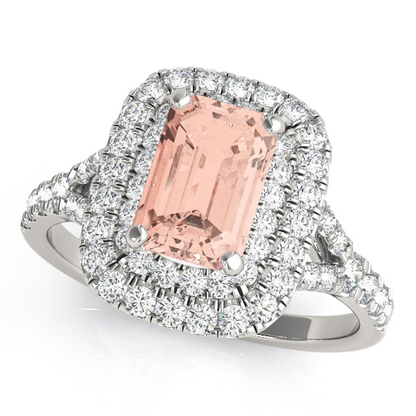 Emerald Cut Halo Diamond Engagement Ring · 1.06 ct tw