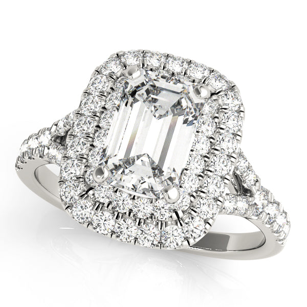 Emerald Cut Halo Diamond Engagement Ring · 1.06 ct tw