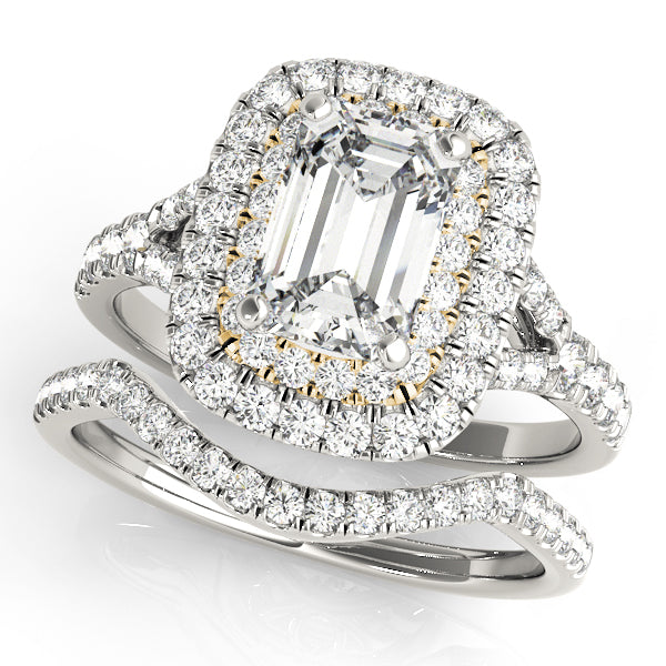 Emerald Cut Halo Diamond Engagement Ring · 1.06 ct tw