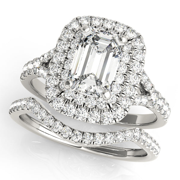 Emerald Cut Halo Diamond Engagement Ring · 1.06 ct tw
