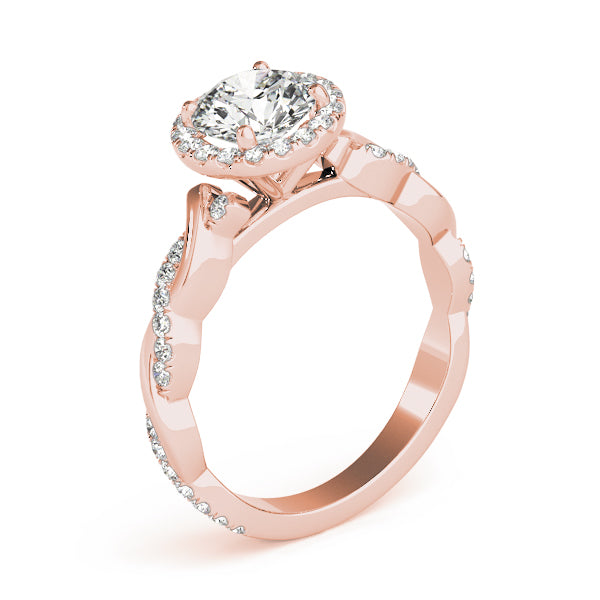 Round Braided Shank With Halo Diamond Engagement Ring · 1.32 ct tw