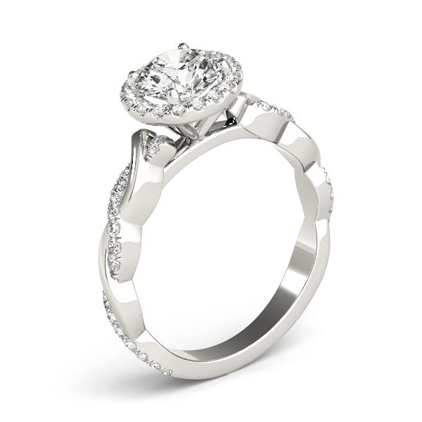 Round Braided Shank With Halo Diamond Engagement Ring · 1.57 ct tw