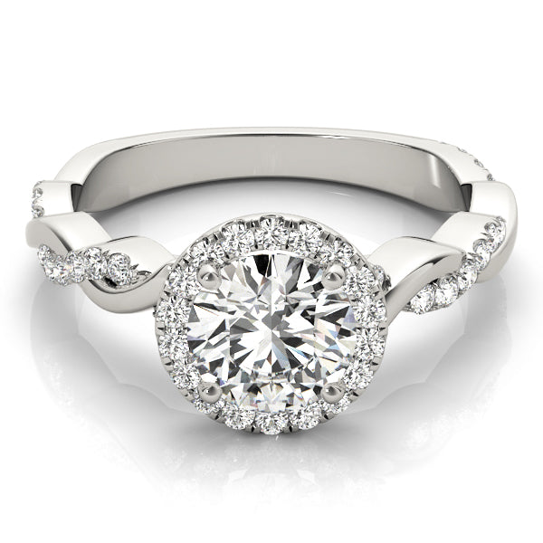 Round Braided Shank With Halo Diamond Engagement Ring · 1.32 ct tw
