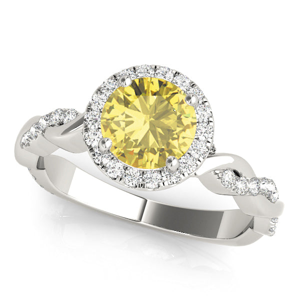 Round Braided Shank With Halo Diamond Engagement Ring · 1.32 ct tw