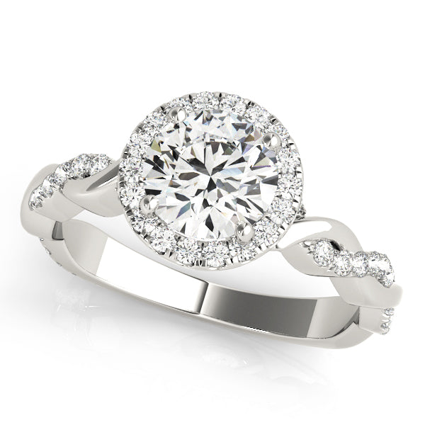 Round Braided Shank With Halo Diamond Engagement Ring · 1.32 ct tw