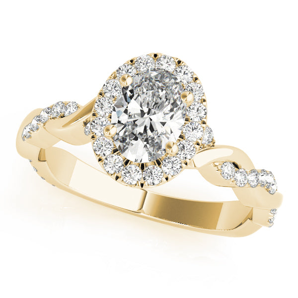 Oval Braided Shank With Halo Head Diamond Engagement Ring · 0.52 ct tw