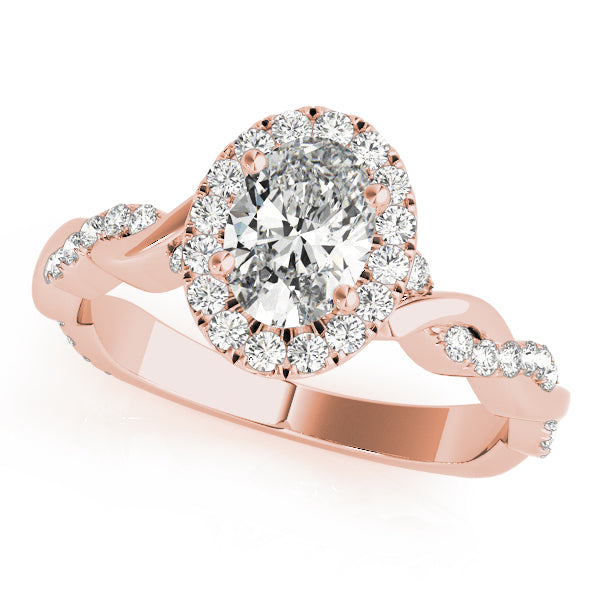 Oval Braided Shank With Halo Head Diamond Engagement Ring · 0.66 ct tw