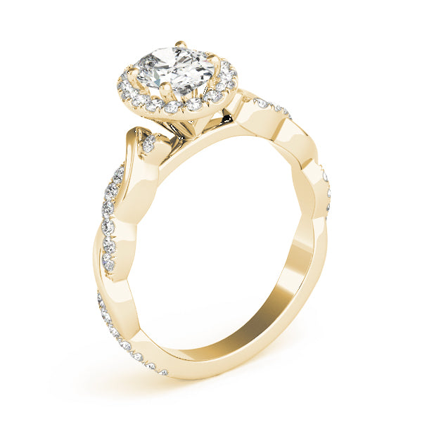 Oval Braided Shank With Halo Head Diamond Engagement Ring · 0.52 ct tw
