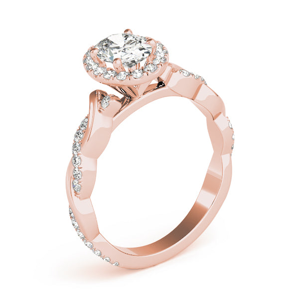 Oval Braided Shank With Halo Head Diamond Engagement Ring · 0.52 ct tw