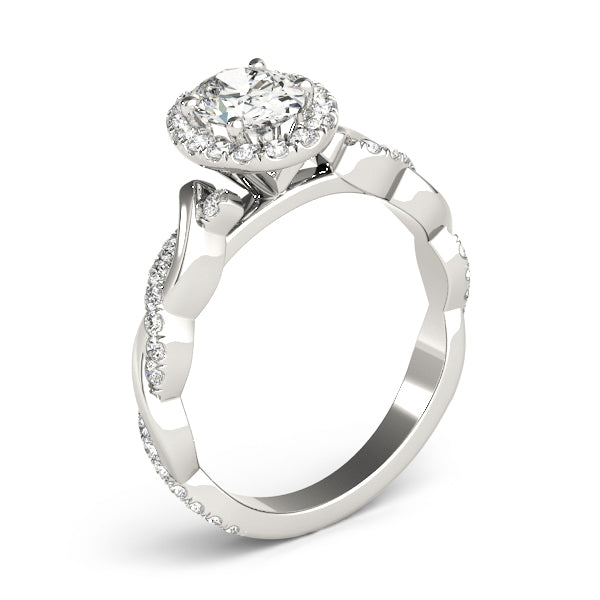 Oval Braided Shank With Halo Head Diamond Engagement Ring · 0.52 ct tw