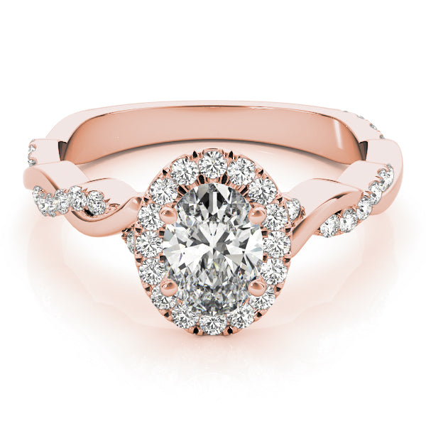 Oval Braided Shank With Halo Head Diamond Engagement Ring · 0.52 ct tw