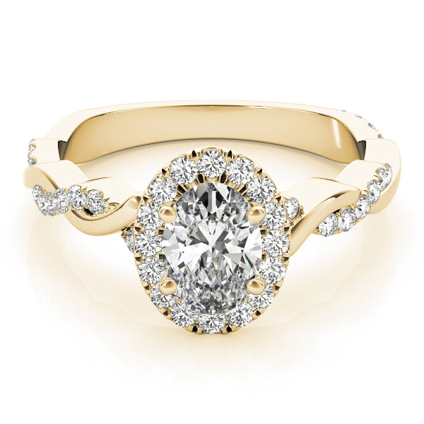 Oval Braided Shank With Halo Head Diamond Engagement Ring · 0.32 ct tw