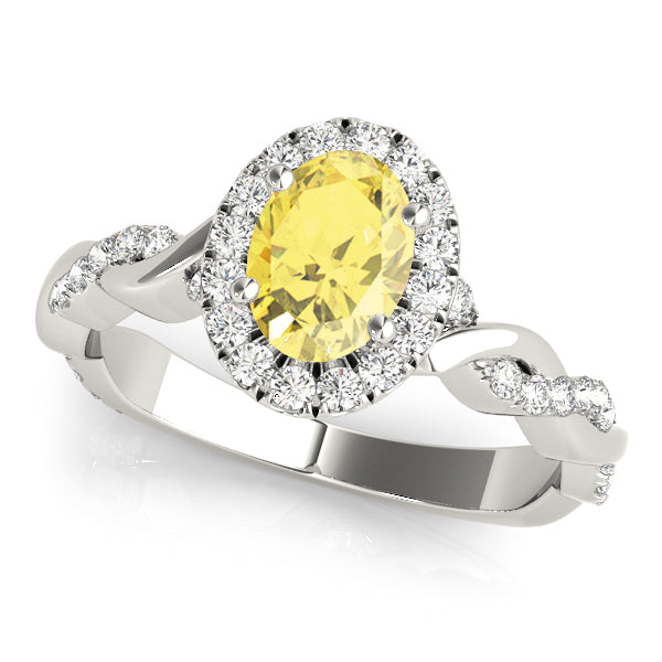 Oval Braided Shank With Halo Head Diamond Engagement Ring · 0.52 ct tw
