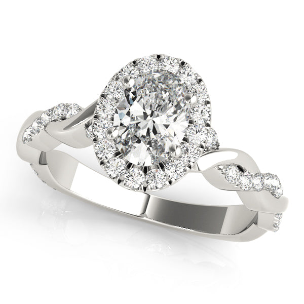 Oval Braided Shank With Halo Head Diamond Engagement Ring · 0.52 ct tw
