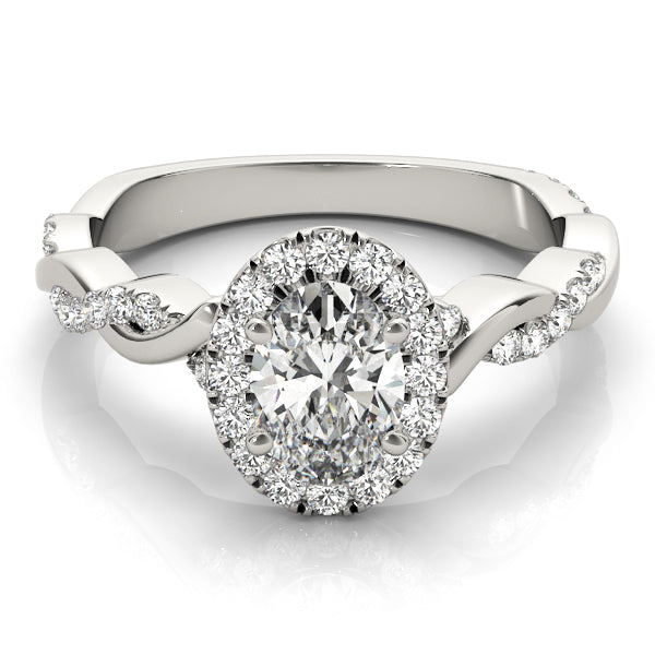 Oval Braided Shank With Halo Head Diamond Engagement Ring · 0.52 ct tw