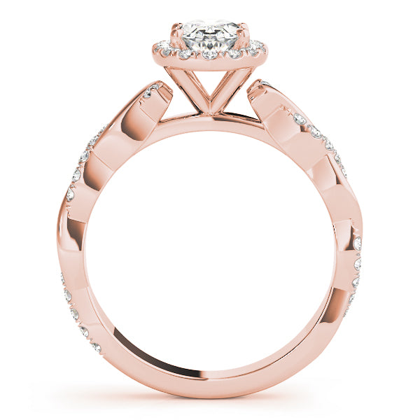 Oval Braided Shank With Halo Head Diamond Engagement Ring · 0.52 ct tw