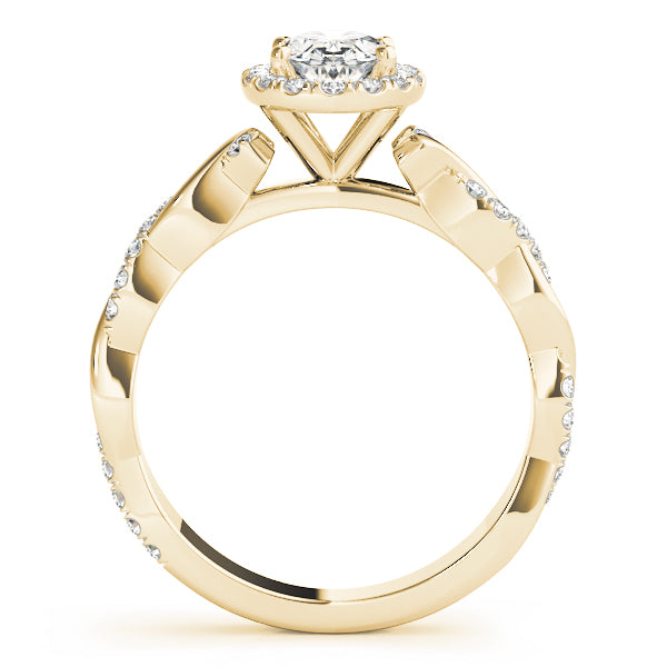 Oval Braided Shank With Halo Head Diamond Engagement Ring · 0.32 ct tw