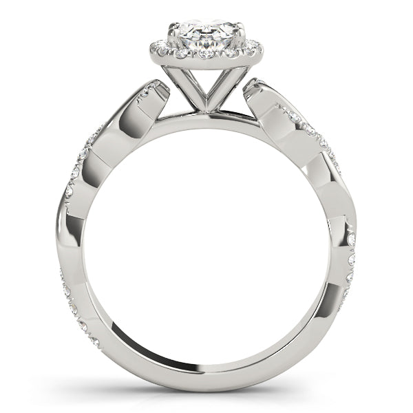 Oval Braided Shank With Halo Head Diamond Engagement Ring · 0.52 ct tw