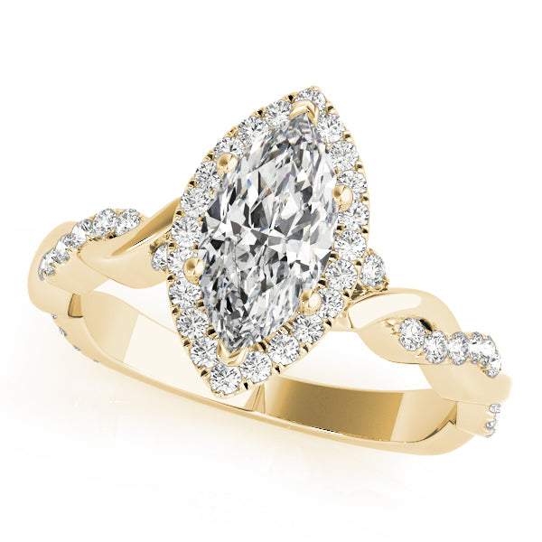 Marquise Braided Shank With Halo Diamond Engagement Ring · 1.34 ct tw