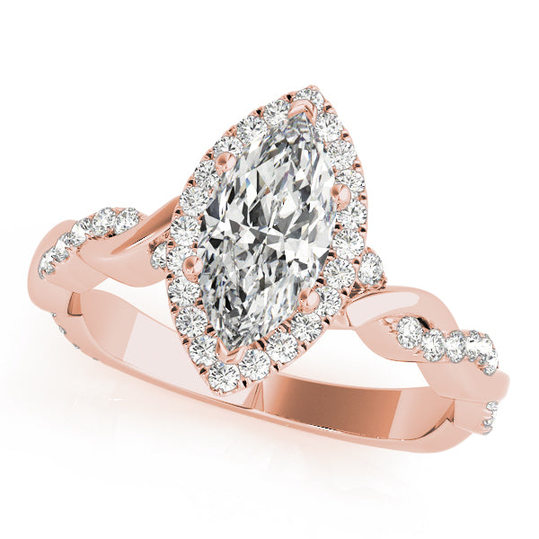 Marquise Braided Shank With Halo Diamond Engagement Ring · 0.48 ct tw