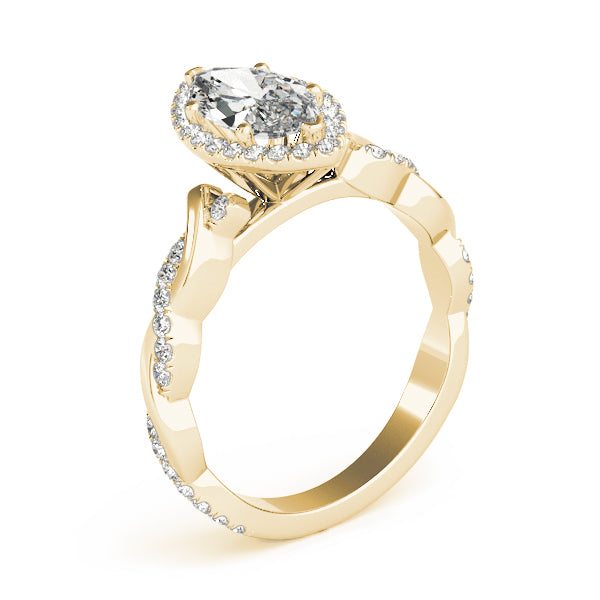 Marquise Braided Shank With Halo Diamond Engagement Ring · 1.34 ct tw