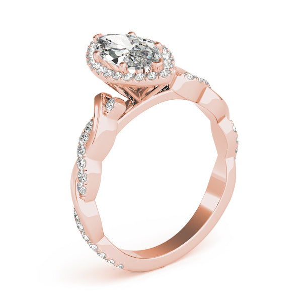 Marquise Braided Shank With Halo Diamond Engagement Ring · 1.34 ct tw
