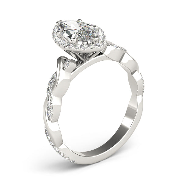 Marquise Braided Shank With Halo Diamond Engagement Ring · 1.34 ct tw