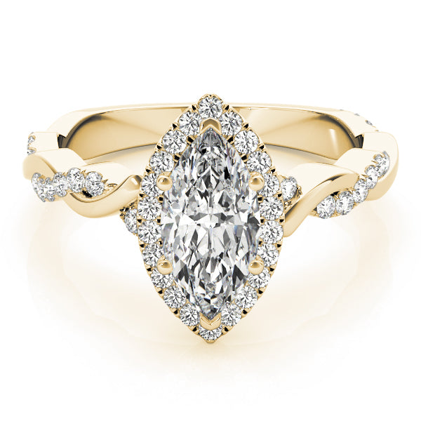 Marquise Braided Shank With Halo Diamond Engagement Ring · 1.34 ct tw
